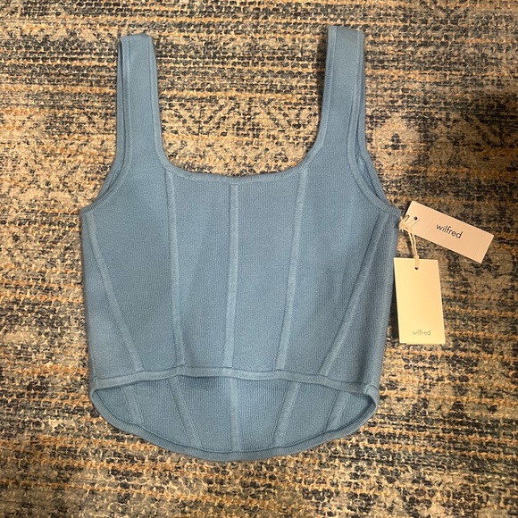 Aritzia Wilfred Natalie Top in Blue Buoy - Size XS NWT - Picture 3 of 5